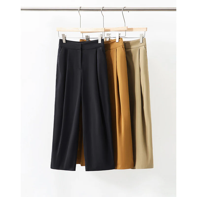2025 Japanese light luxury, three-dimensional cocoon nine-point pants, thin high-waisted straight-leg casual pants  women's summer new models - Deanwangkt