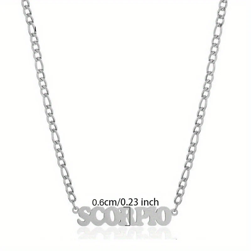 1pc Exquisite Stainless Steel Twelve Letter Pendant Necklace - Durable, Hypoallergenic, and Fashionable Jewelry Gift for Birthday and Special Occasions - Deanwangkt