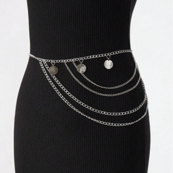 FB3375 2025 waist chain alloy small disc pendant multiple fringes side pendulum chain waist chain body chain - Deanwangkt