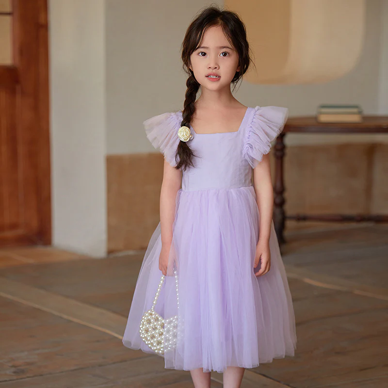 Summer Cross-Border Children's Clothing  Girls' Sleeveless One-Piece Dress Thin Bow Princess Dress Tulle Skirt Dress - Deanwangkt