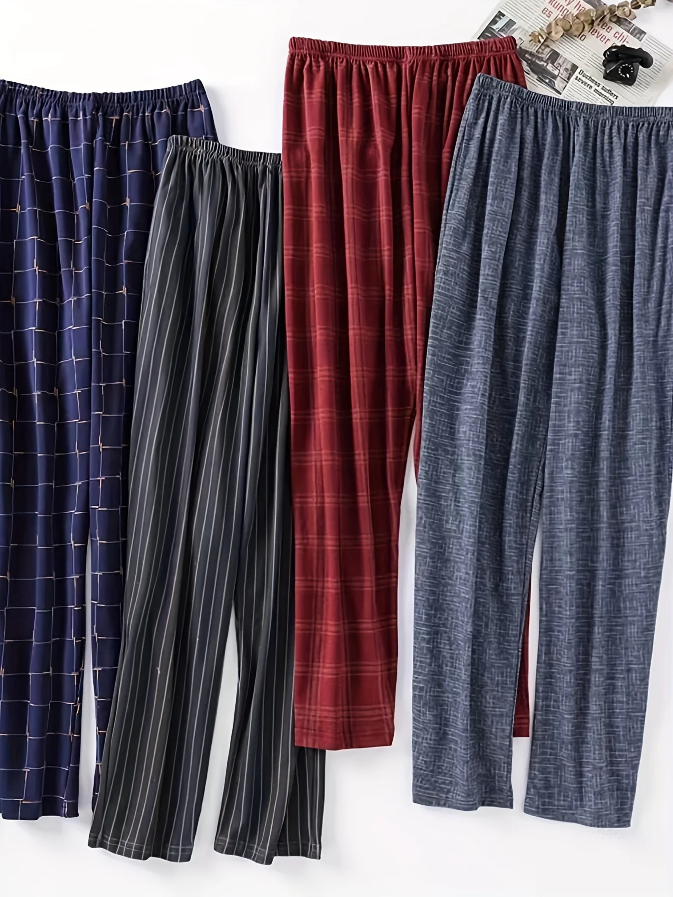 Men's Trendy Plaid Loose Pajama Pants, Stylish All-match Pants, Comfy & Breathable For Autumn And Winter - Deanwangkt
