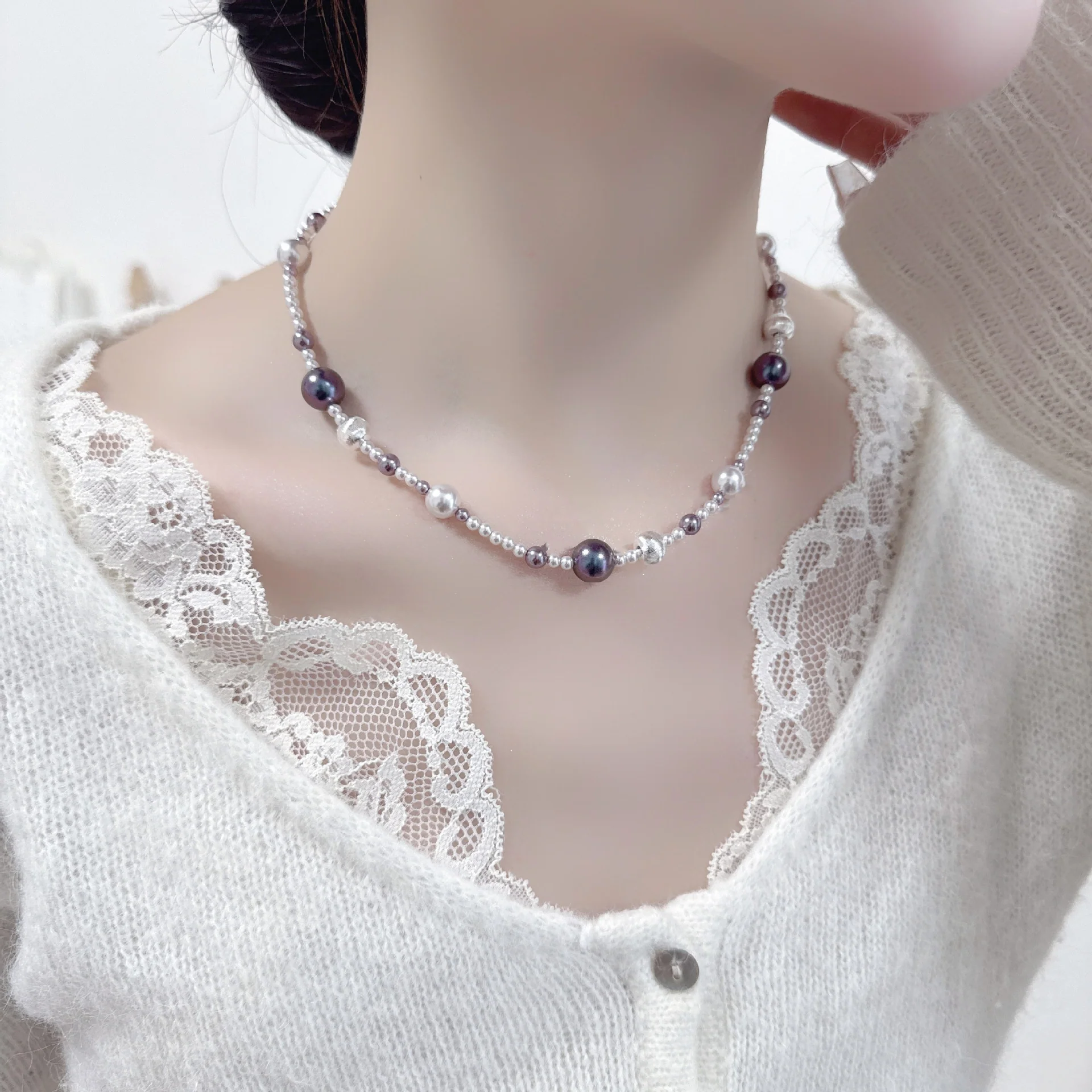 2025 Niche temperament, high sense, sweet and cool style, pearl collarbone chain, necklace, accessories, retro simple and fashionable versatile neck chain, women - Deanwangkt