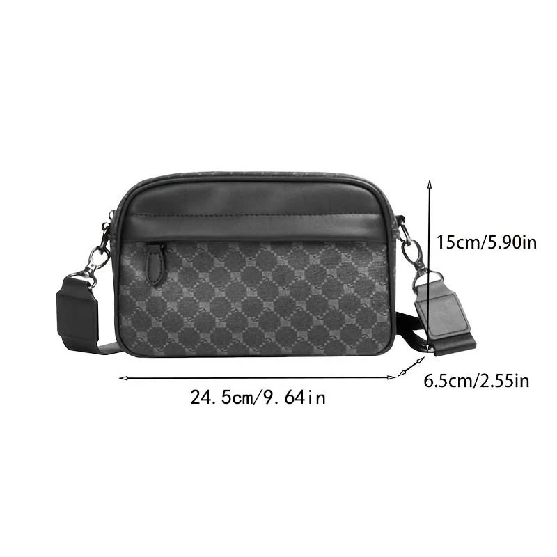 deanwangkt  Fashion Men's Check Pattern Shoulder Bag Pu Daily Commuter Small Square Bag Crossbody Bag - Deanwangkt