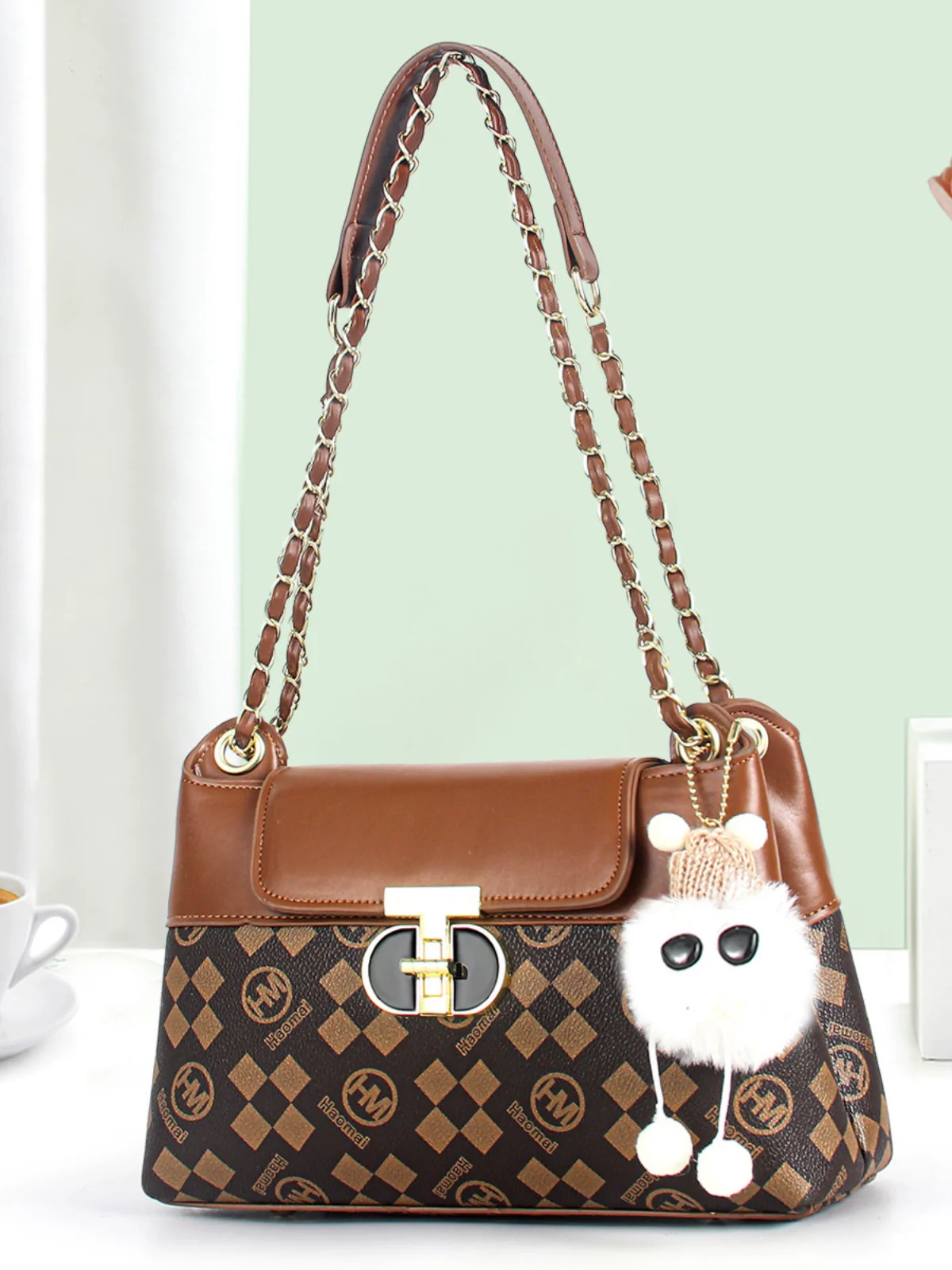 new model, this year's popular Korean version of fashion versatile diamond chain bag, women's bag, high-end shoulder messenger bag - Deanwangkt