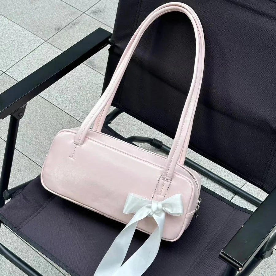 DEANWANGKT 2025 Niche commuter girl bag popular new pillow bag high-end shoulder bag bow portable underarm bag women - Deanwangkt