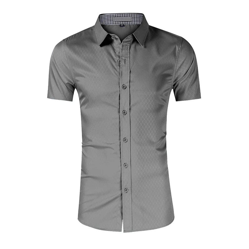 DEANWANGKT 2025 Hot trade men's short-sleeved shirt  new business high-end men's clothing  formal wear non-ironing men's shirt - Deanwangkt