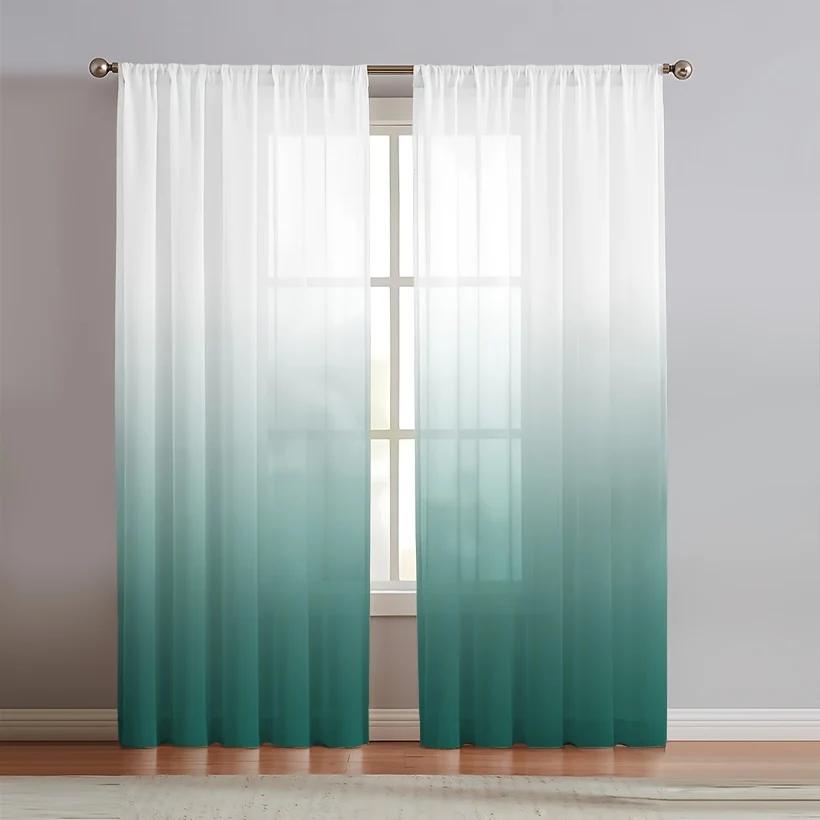 2 Panels Semi Sheer Gradient Color Curtains - Rod Pocket, Easy Hang, Light Filtering, Privacy Protection - For Living Room, Bedroom, Kitchen, Office, Study Decor - Deanwangkt