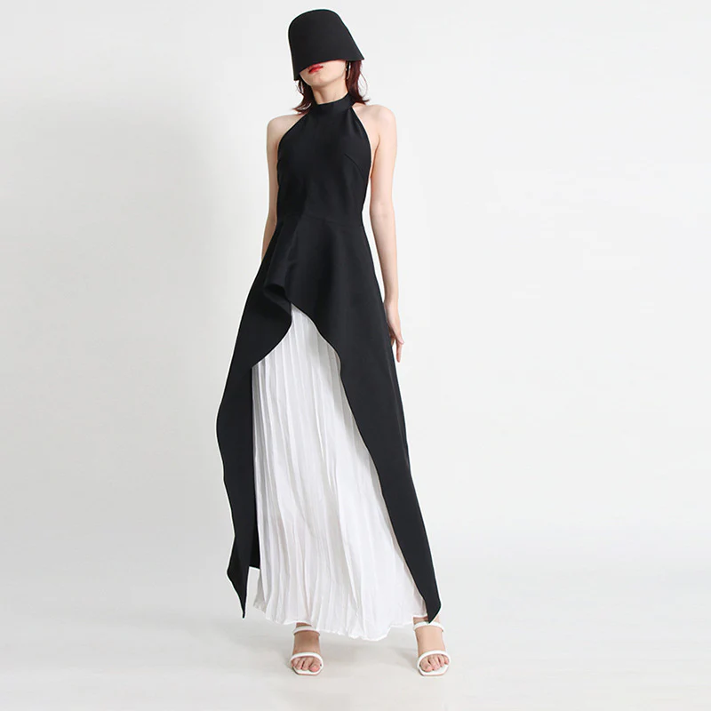 2025 style fashion casual suit tide  spring new fashion neck sleeveless irregular two-piece women's clothing - Deanwangkt