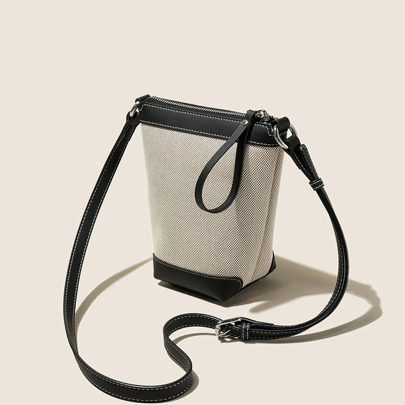 Small Bag Summer Women's All-Match  Mobile Phone Bag Women's High-Grade Genuine Leather Canvas Bag Crossbody Bag Women's Summer - Deanwangkt