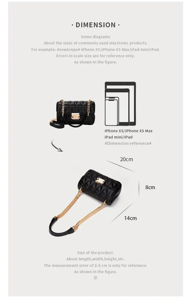 Classic Style Diamond Pattern Chain Bag Women's  New Fashion All-Match High Sense Internet Celebrity Shoulder Messenger Bag Small - Deanwangkt