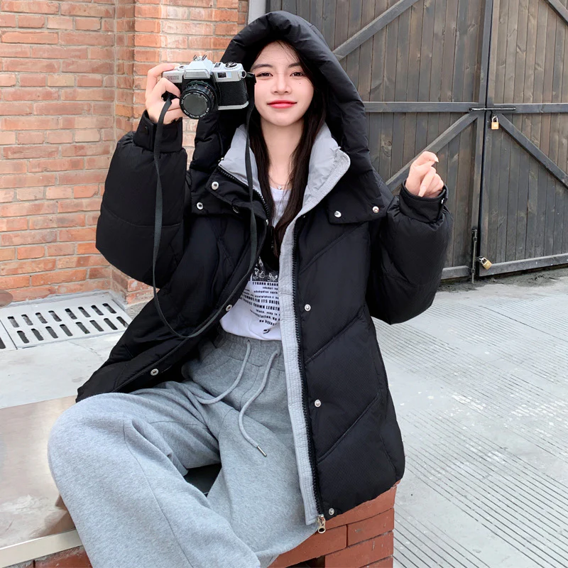 Russian down cotton jacket women's short winter 2025 new small hooded down cotton bread jacket - Deanwangkt