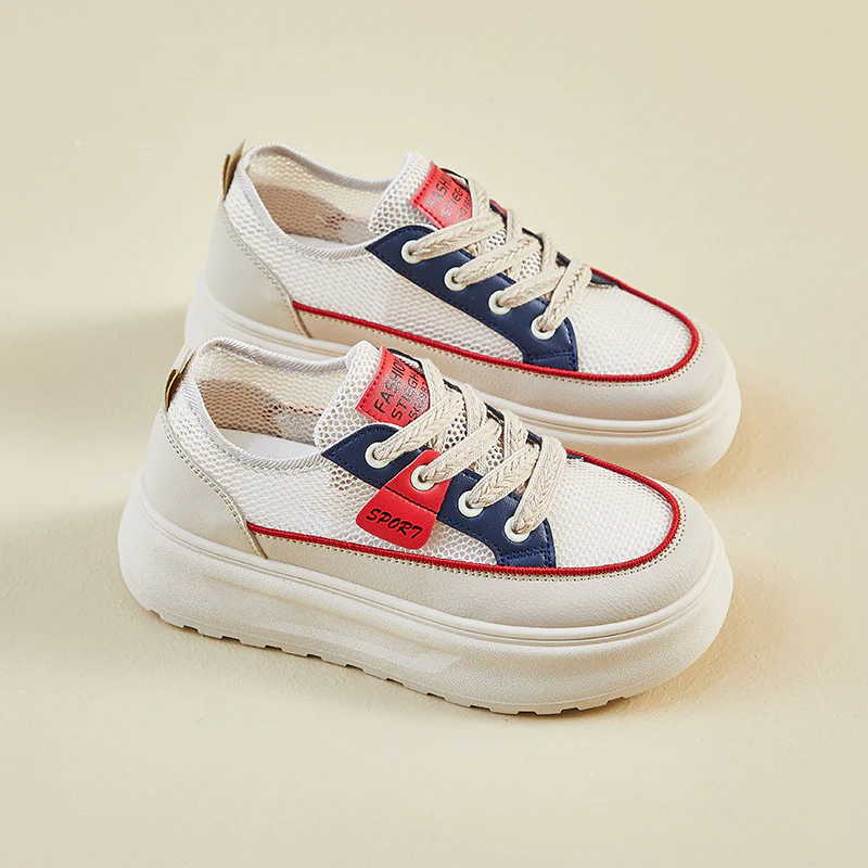 2025 summer little white shoes new Korean version ins female students thick sole heightening mesh breathable casual shoes KT275-1 - Deanwangkt