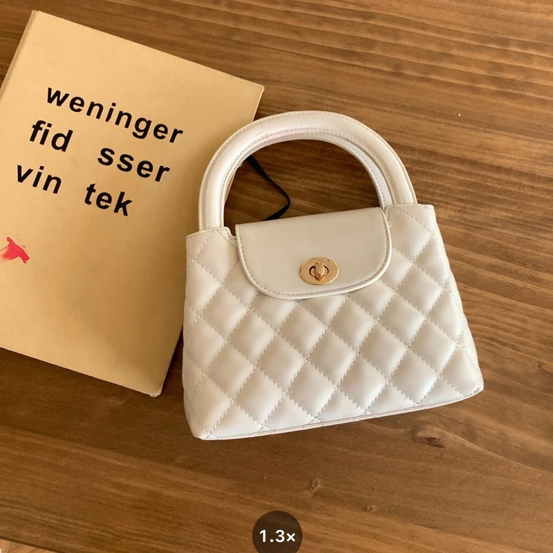 DEANWANGKT 2025 popular Korean simple diamond small fragrant wind women's bag chain small bag, fashionable messenger hand carry portable messenger bag - Deanwangkt