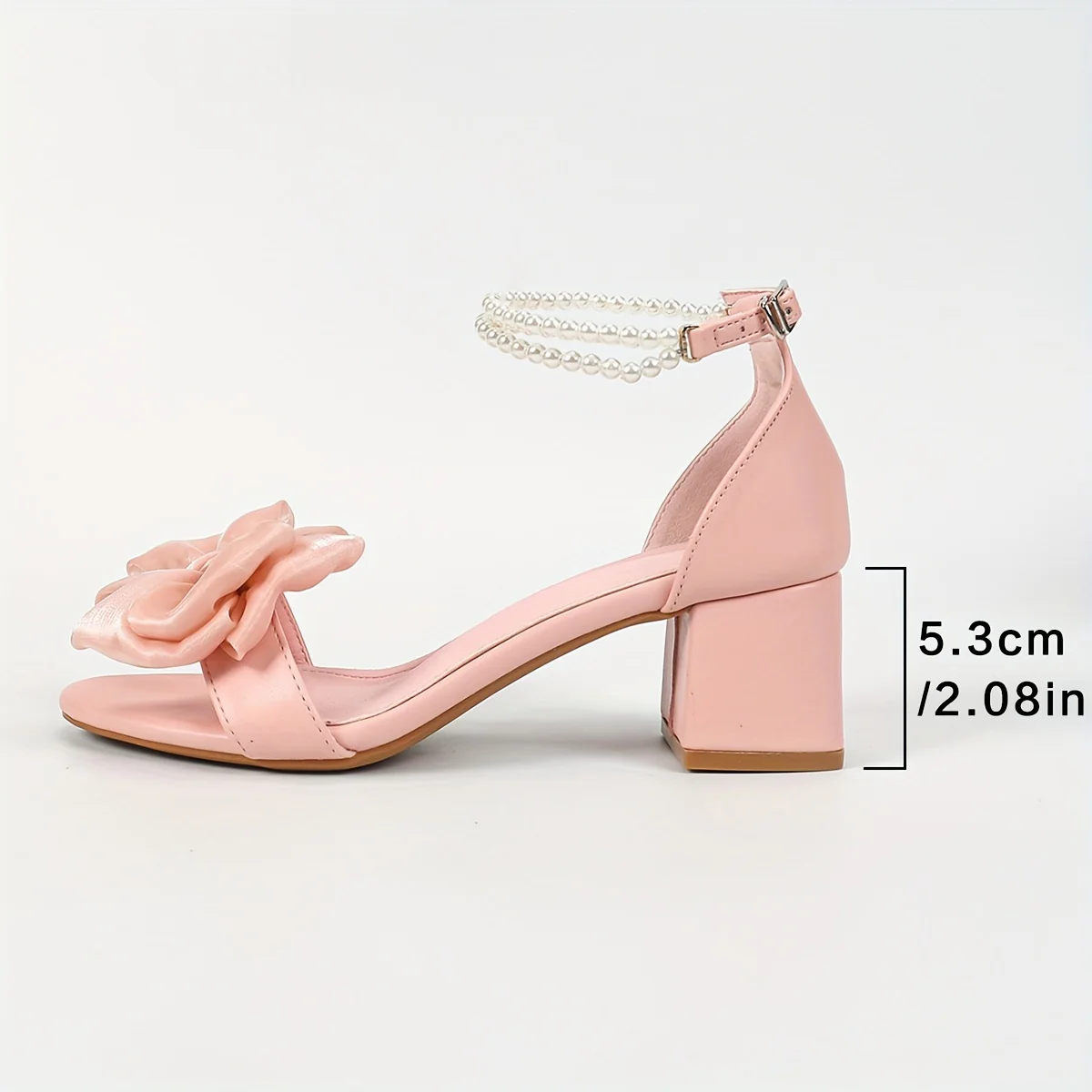 deanwangkt  Women's Bow Decor Chunky Low Heeled Sandals, Elegant Open Toe Faux Pearl Ankle Strap Shoes, All-Match Evening Sandals - Deanwangkt