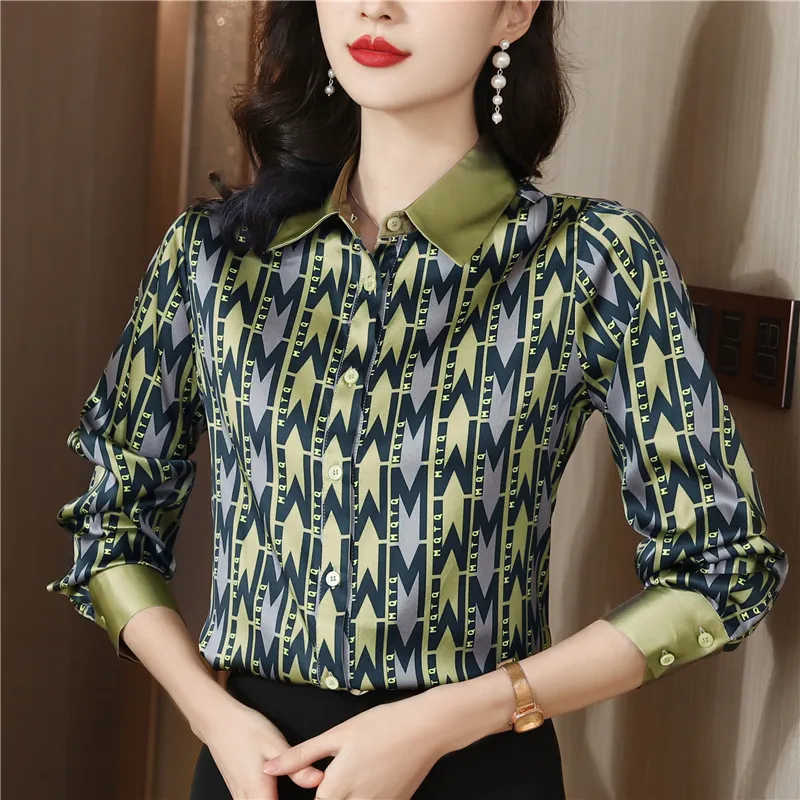 Fashion Plus Size Shirts Designer Tops Women's Lapel Runway Button Shirt Long Sleeve Spring Autumn Winter Office Ladies Printed Blouses Back to School Top - Deanwangkt