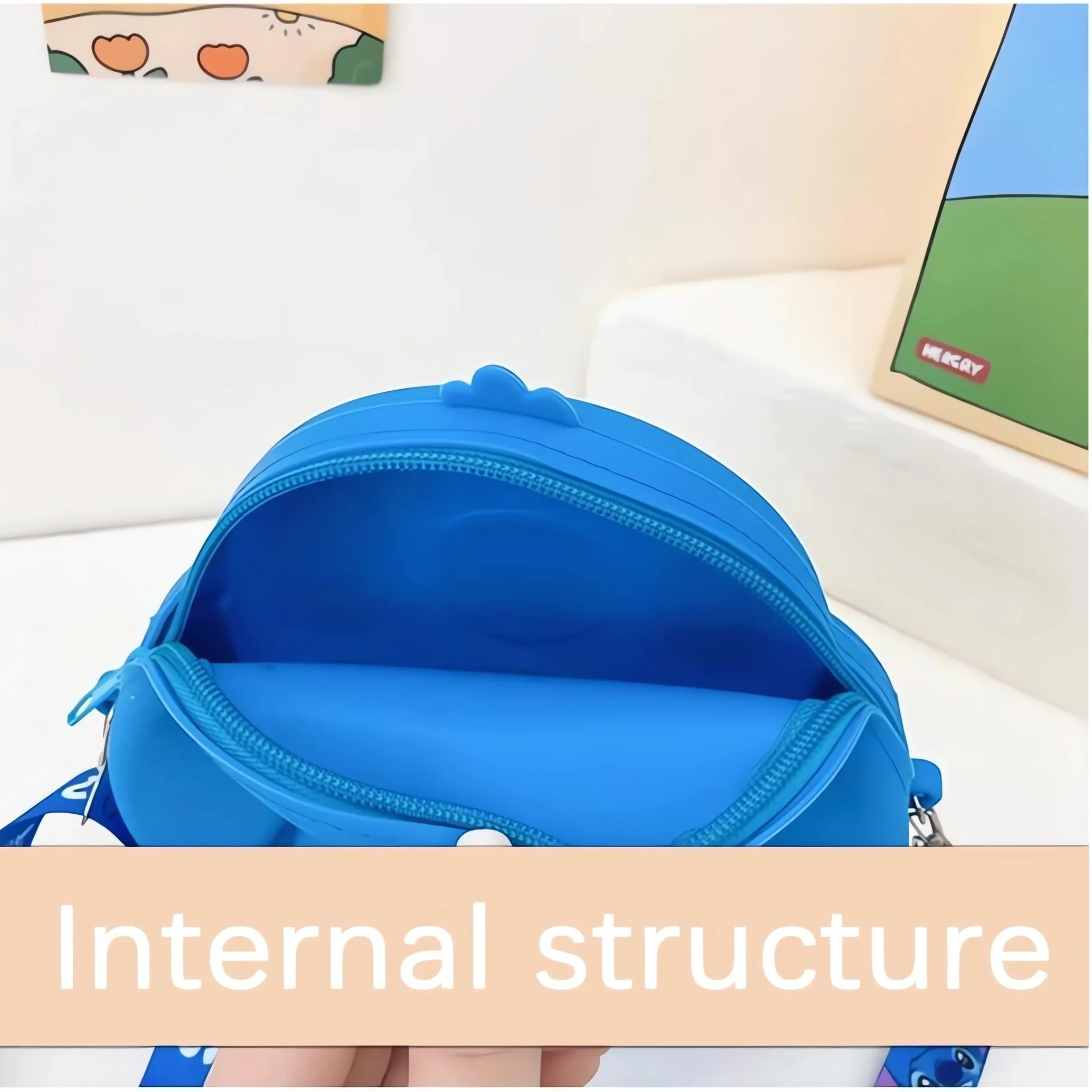 1pc Disney Stitch Crossbody Bag - Adjustable Shoulder Strap, Zipper Closure, Cartoon Stitch Design, Silicone Material, Coin Wallet Purse with Secure Storage - UME Brand - Deanwangkt