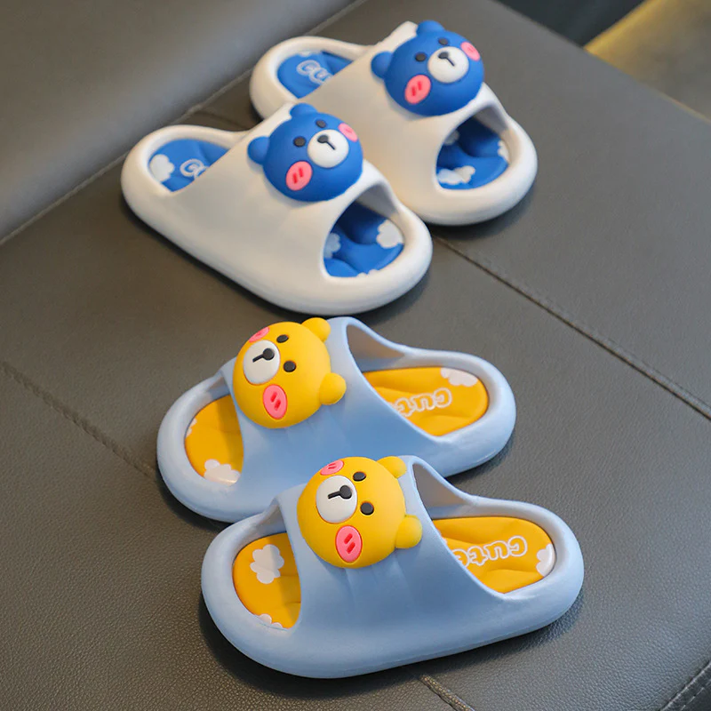 DEANWANGKT Cartoon Slippers Children's Summer Baby Cute Bear Household Bathroom Non-Slip Comfortable Cute Slippers Outer Wear - Deanwangkt