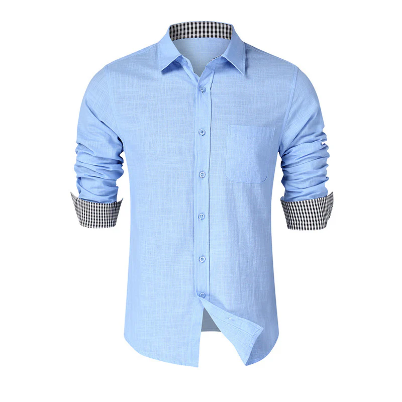 DEANWANGKT 2025 men's linen shirt men's autumn and winter long-sleeved shirt Popular trade large size men's jacket shirt wholesale - Deanwangkt