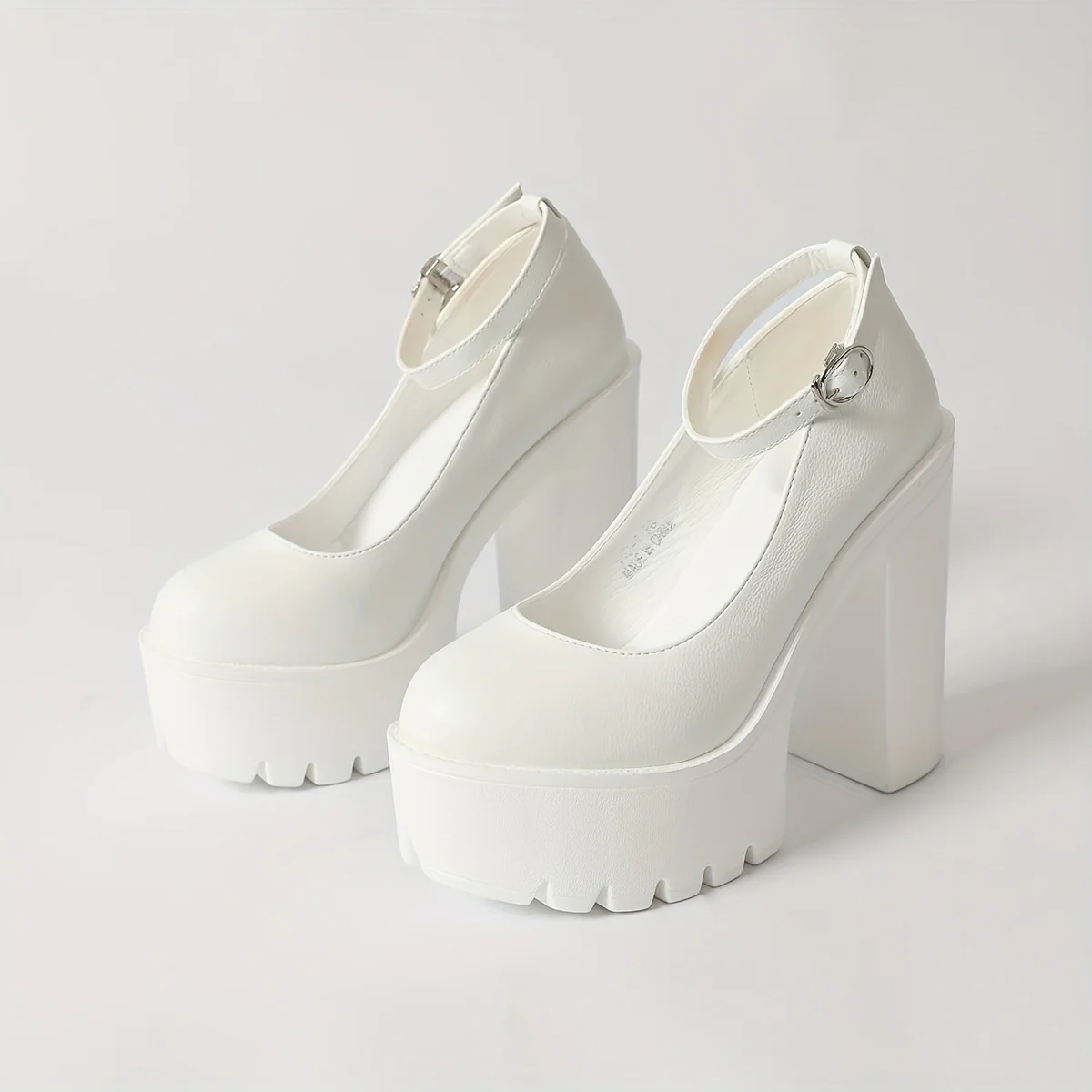 deanwangkt  Women's Solid Color Block Heels, Fashion Buckle Strap Dress Pumps, Women's Stylish Round Toe Heels - Deanwangkt