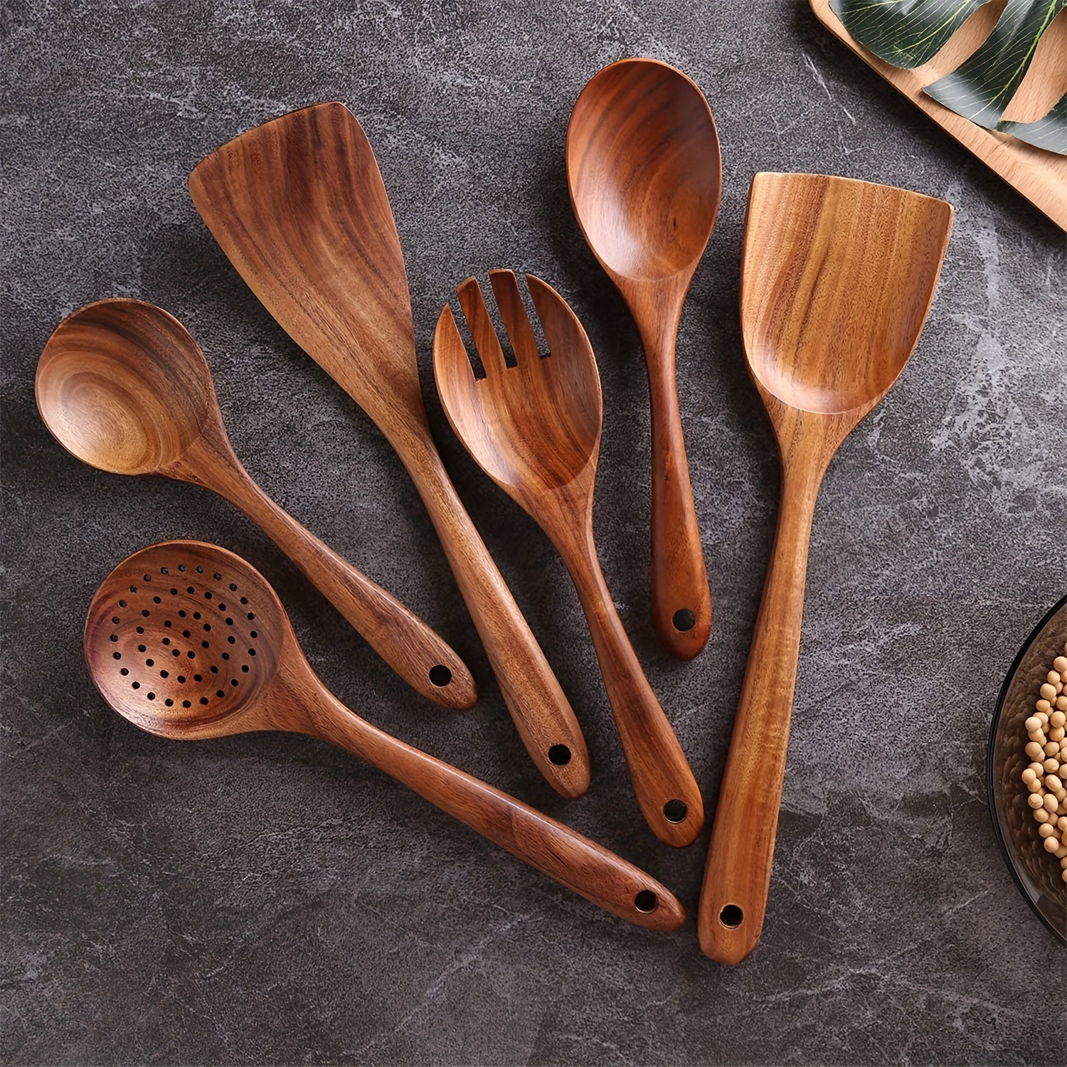 7pcs Wooden Utensils For Cooking, Wooden Spoons With Box, Wooden Utensils Set, Wood Kitchen Utensils For Nonstick Pan, Wood Spatula Spoon Nonstick Kitchen Utensil Set With Holder - Deanwangkt