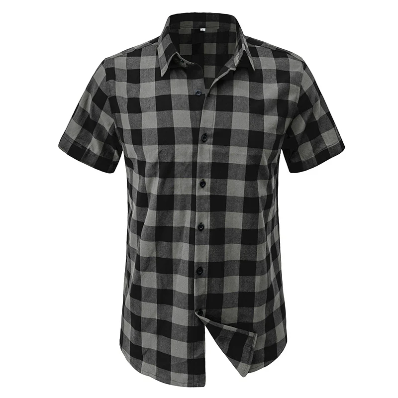 DEANWANGKT 2025 Cross-border men's casual Hawaiian shirt Popular trade men's short-sleeved shirt men's shirt wholesale  plaid shirt - Deanwangkt