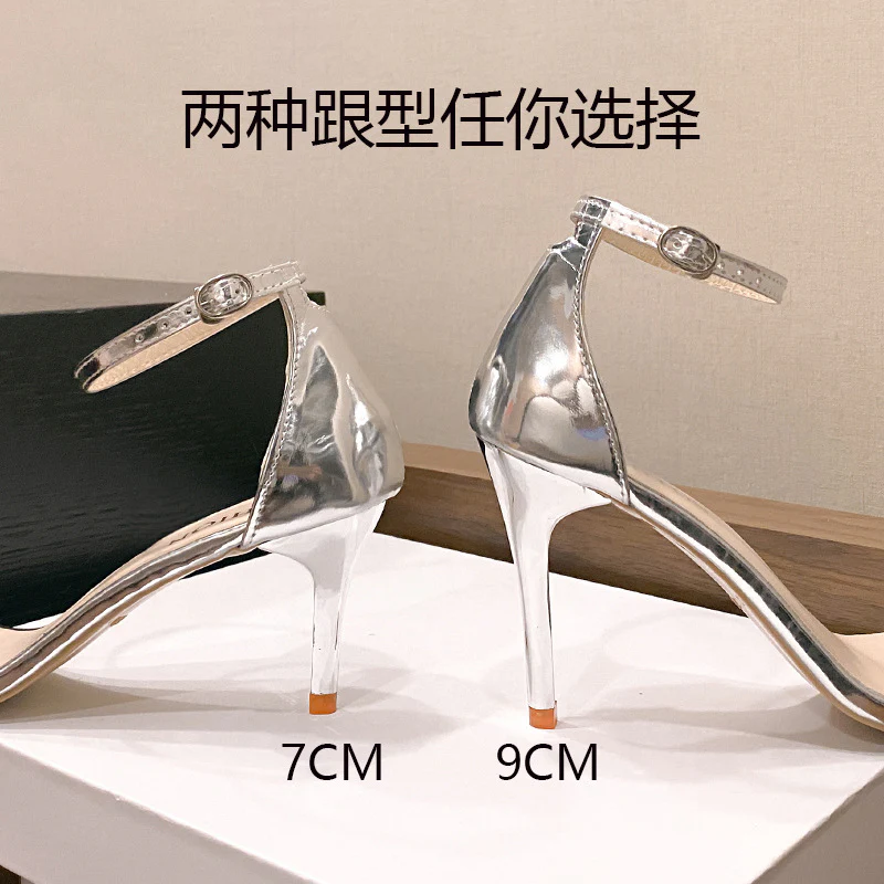 DEANWANGKT  Fashion New Rhinestones Strap High Heel Women's Shoes Sandals Versatile European and American Women's Summer High Heel Sandals - Deanwangkt