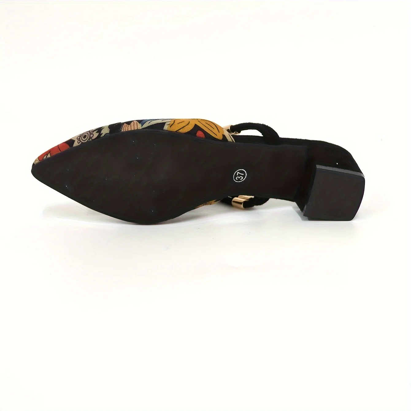 deanwangkt  Women's Flower Pattern Chunky Heels, Elegant Point Toe Dress Pumps, Fashion Two-way Wear Heels - Deanwangkt