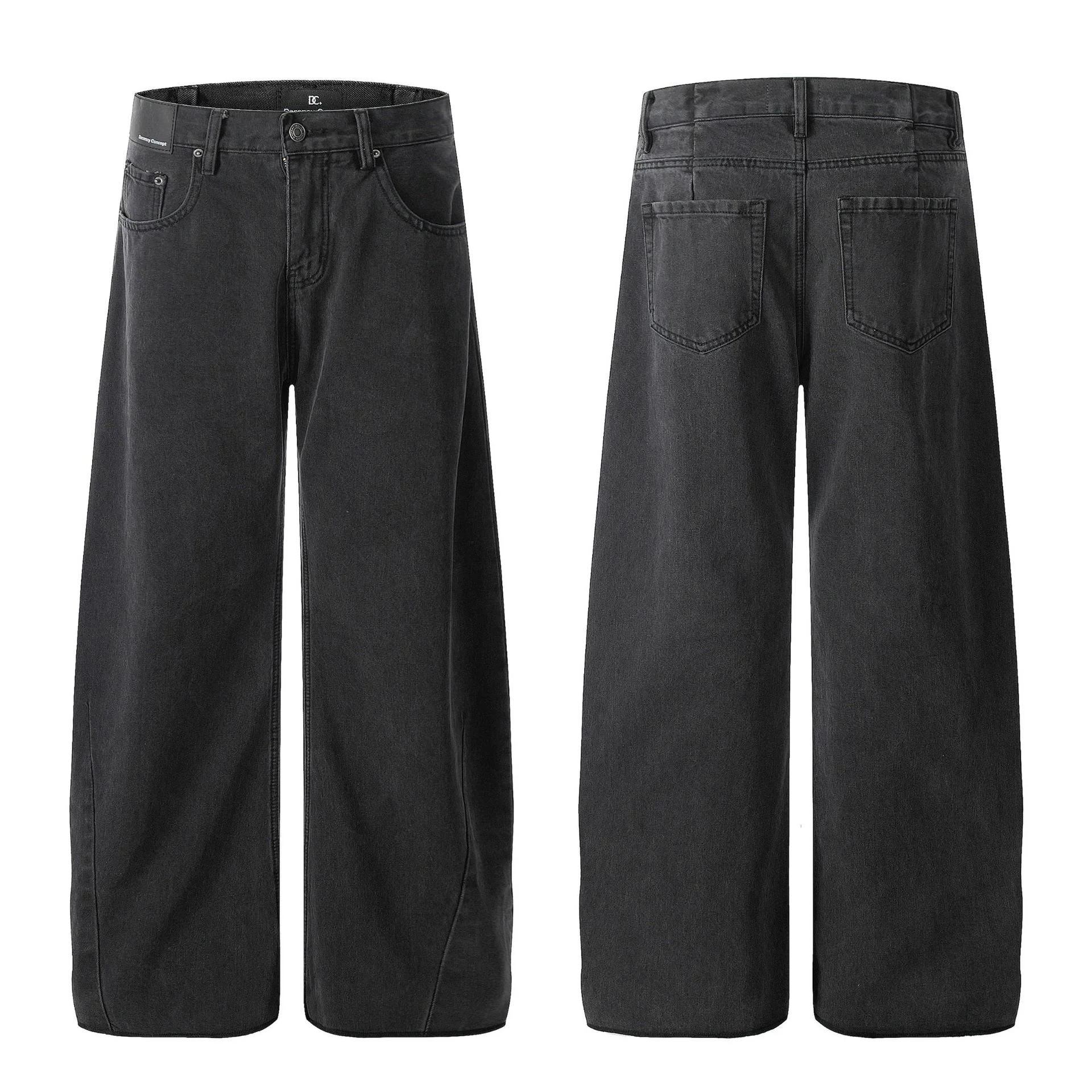 G6661 2025n retro 2025 men's and women's high-end washed black design men's loose scimitar jeans - Deanwangkt