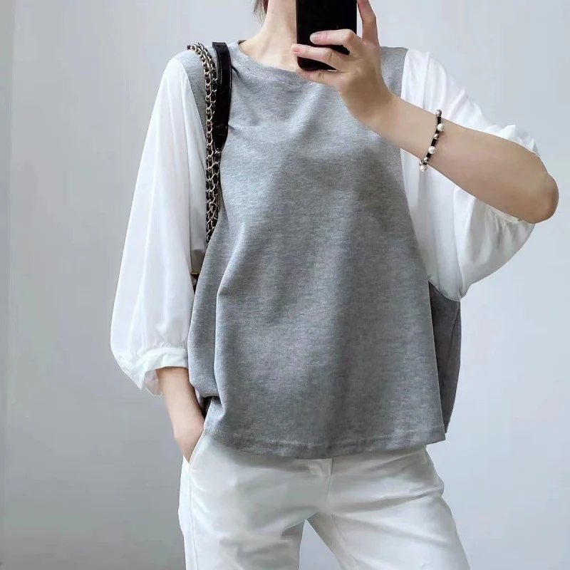 DEANWANGKT  7 Colors  Summer New Women's Chic Top Fashionable Fashionable Loose Retro Design Short Sleeve T-shirt - Deanwangkt
