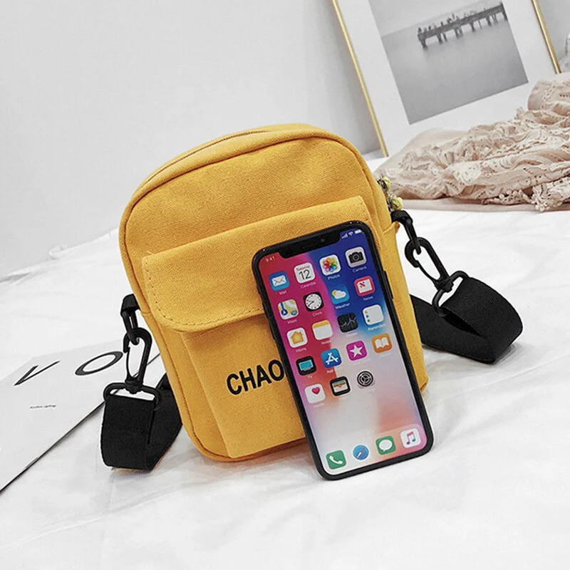 deanwangkt - Women Bag Shoulder Chest bag Printed Cute Wallet Multifunction Mobile Phone Canvas Small Coin Purse Crossbag New Style - Deanwangkt