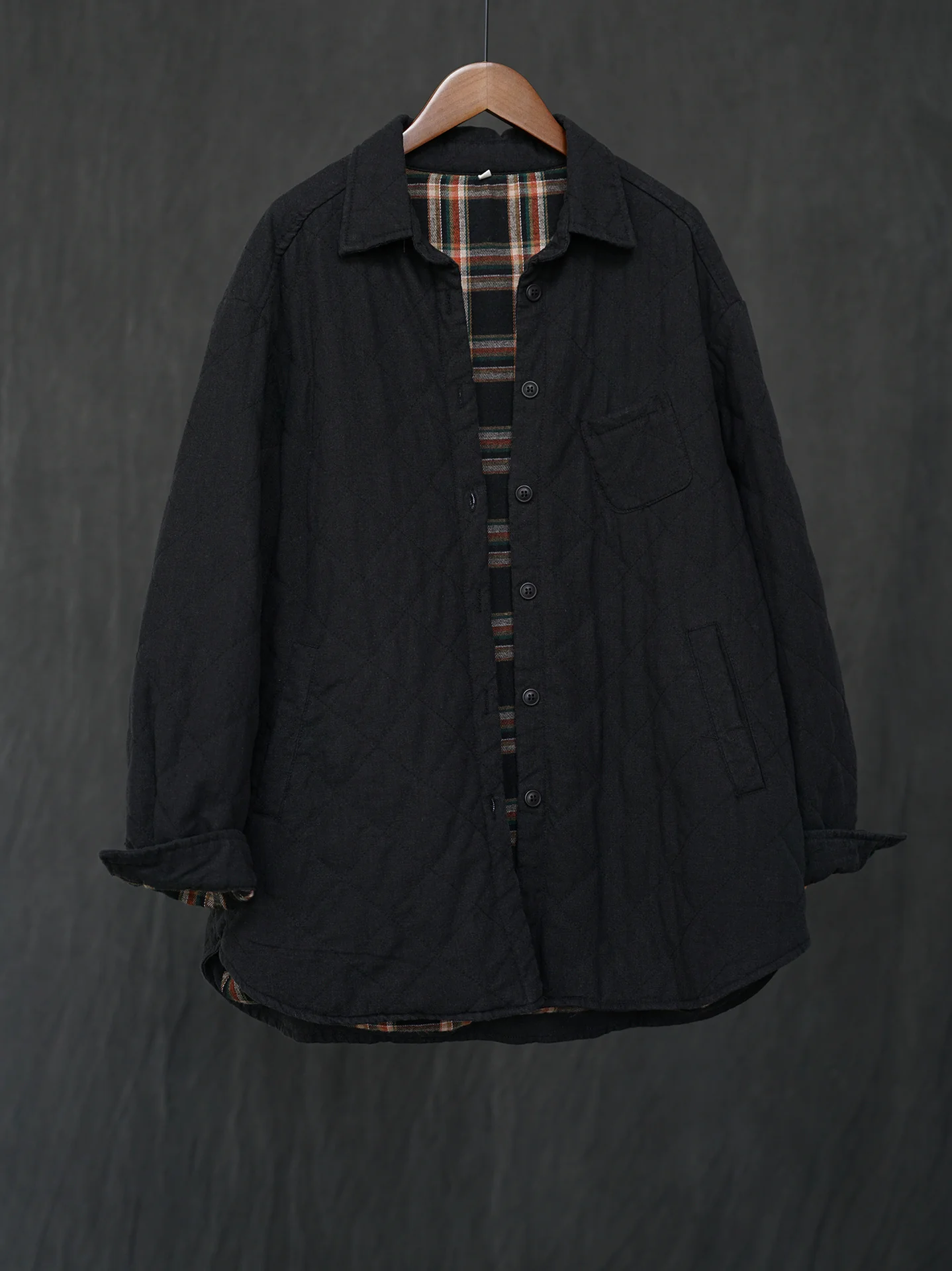 casual retro old thickened cotton and linen double-layer shirt, women's lapel long-sleeved top jacket W24304 - Deanwangkt