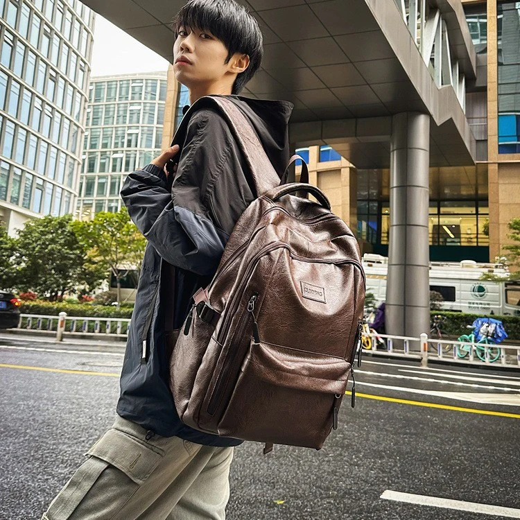 DEANWANGKT 2025 Backpack Personality 2025 retro large-capacity commuter business men's backpack college student high school student computer backpack - Deanwangkt