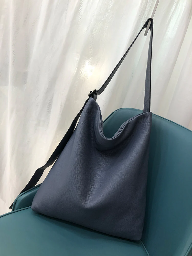 soft leather big bag  new first-layer cowhide natural drop crossbody shoulder bag  genuine leather women's bag 3330 - Deanwangkt