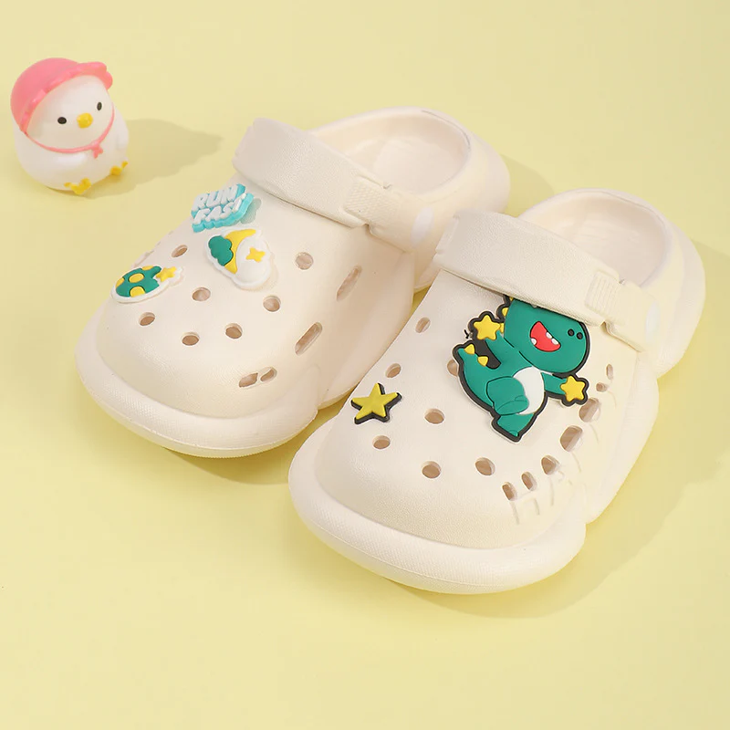 DEANWANGKT Baby Non-Slip Eva Slippers Cartoon Children's Closed Toe Hole Shoes Soft Soft Bottom Children Outer Sandals - Deanwangkt