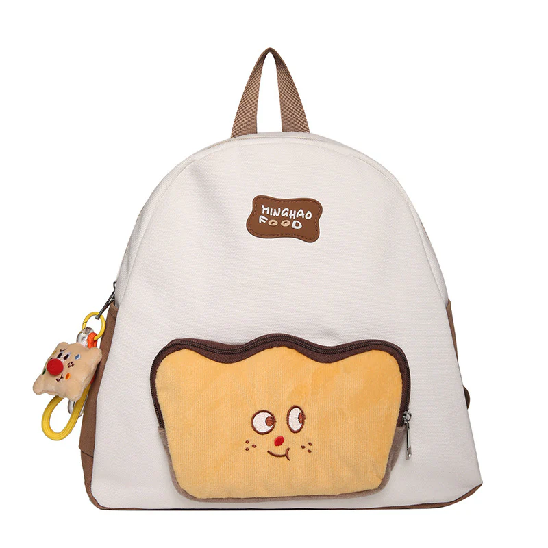DEANWANGKT 2025 Cartoon Cute Toast Backpack  New Mori Student Bread Travel Bag Large Capacity Student School Bag - Deanwangkt