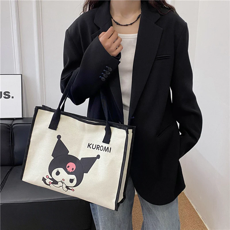 Cartoon Clow M Printed Canvas Bag Women's Sanrio Melody Shoulder Bag Fashion All-Match Underarm Tote Bag - Deanwangkt