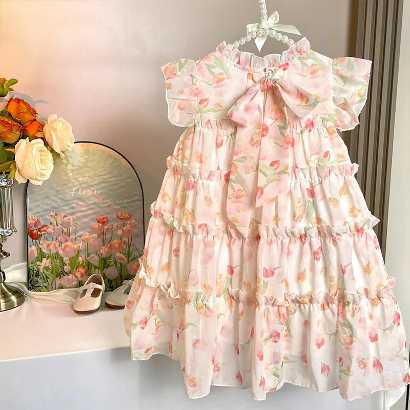 Girls' Dress 2025 Summer New Children's Fashion Floral Skirt Children Princess Dress Baby Fairy Skirt - Deanwangkt