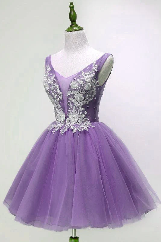 Solvbao Beautiful Light Purple Tulle Short Party Dresses , Formal Dresses - Deanwangkt