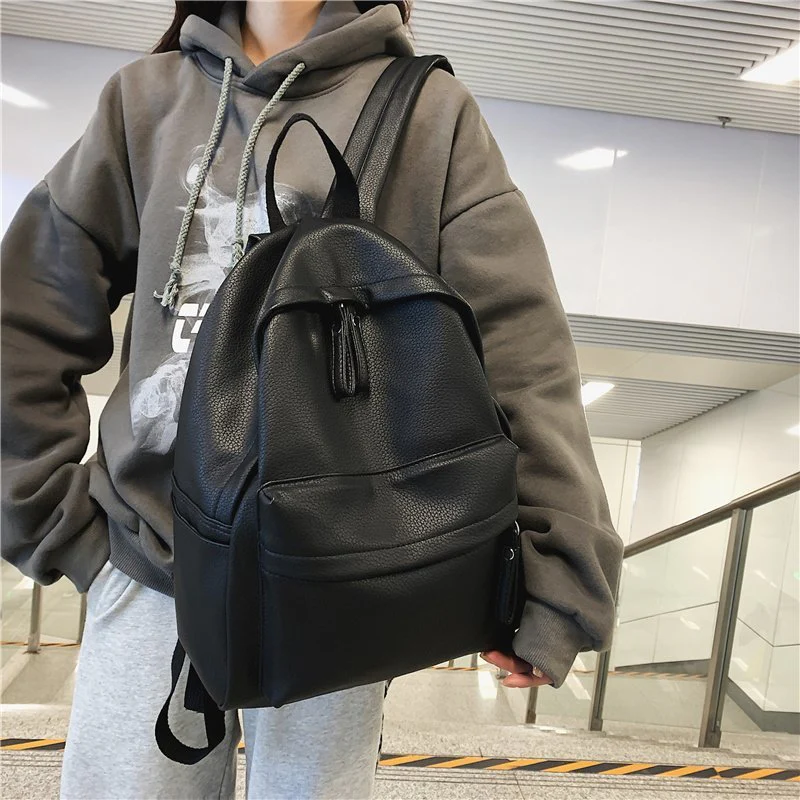 deanwangkt  Pu Male and Female Student Backpack Foreign Trade  New Fashion Shoulder Bag Casual Fashion Couple Schoolbag Wholesale - Deanwangkt