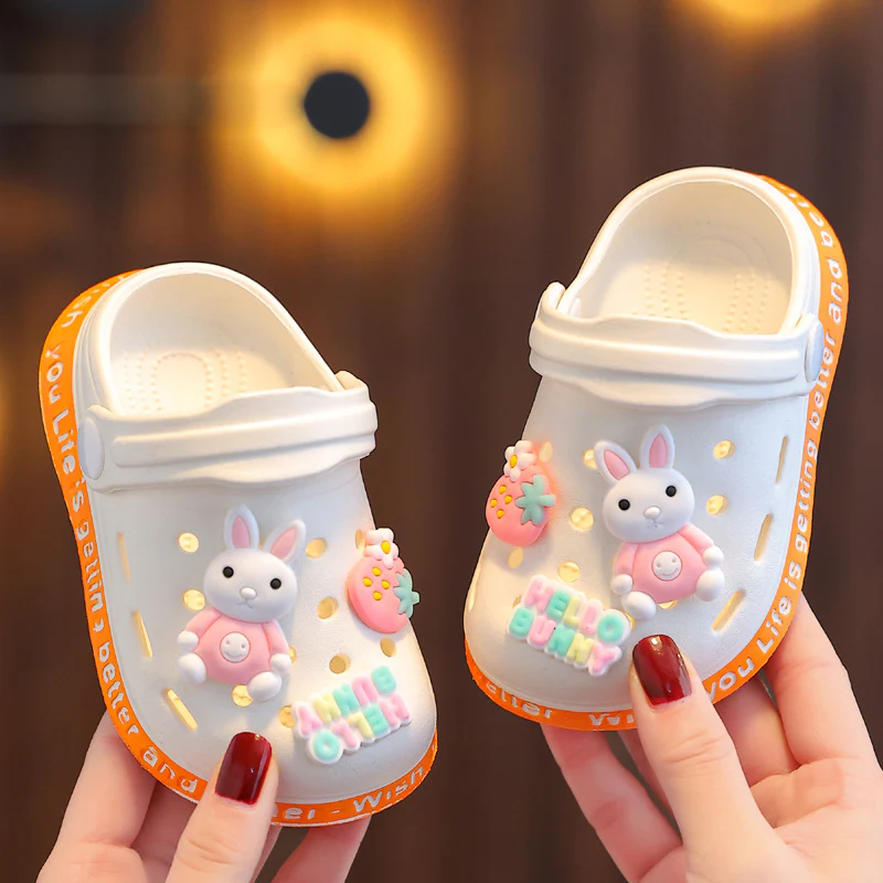 DEANWANGKT Eva Children's Closed Toe Hole Shoes Summer Girls Boys Baby Indoor Soft Bottom Non-Slip Kid's Cartoon Sandals - Deanwangkt