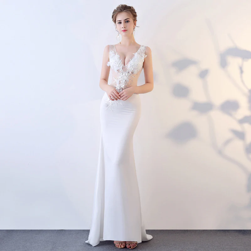 2025 G825/sexy see-through dress evening dress lace slim-fit deep V-neck long clubhouse ktv workwear - Deanwangkt