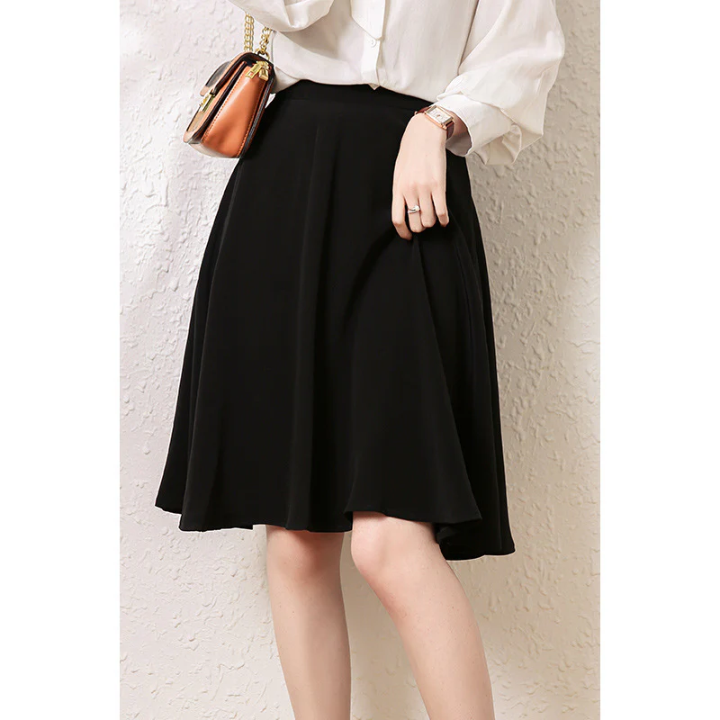 2025 Acetate skirt spring a word, comfort big swing skirt women's clothing  spring new high waist umbrella skirt medium and long skirt - Deanwangkt