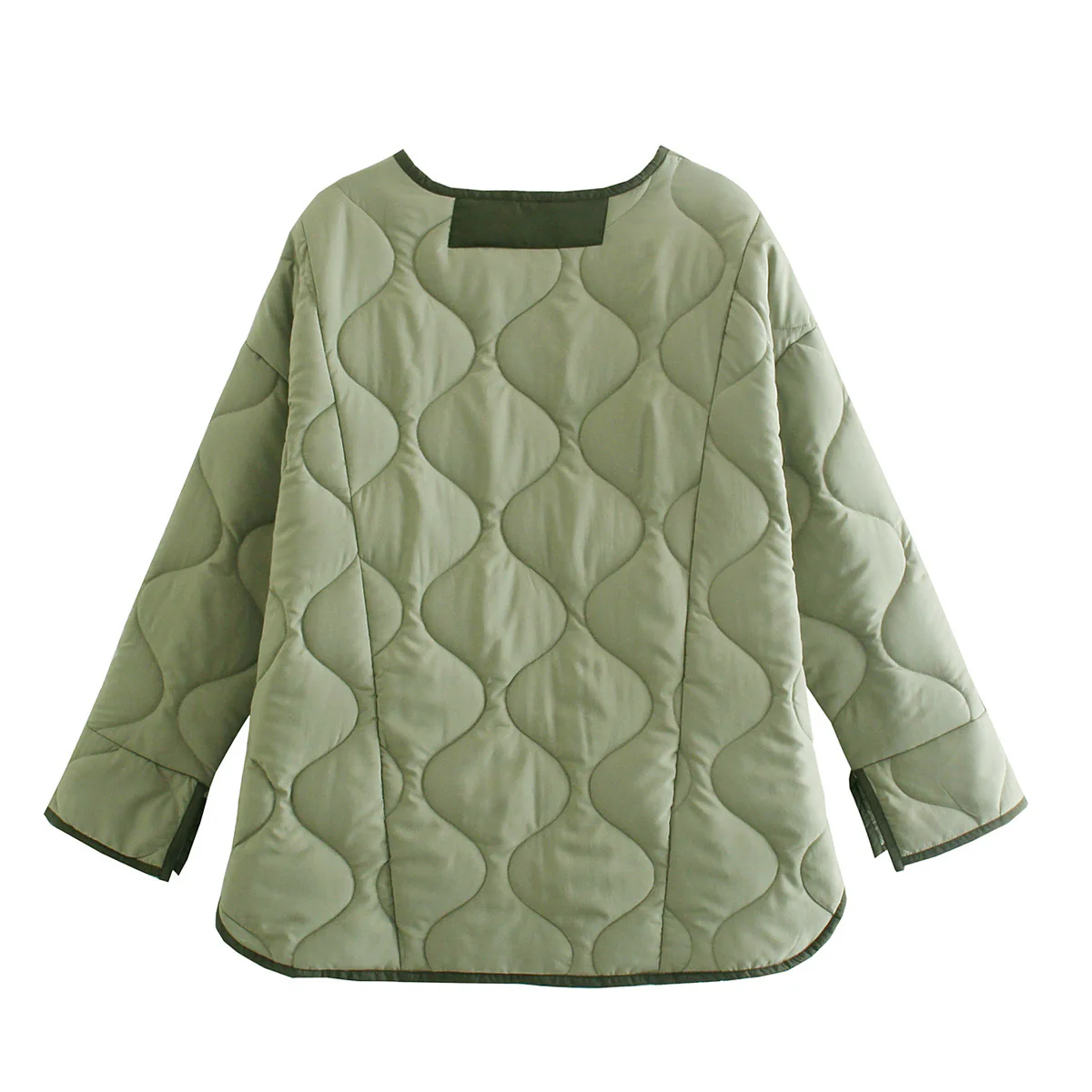 cotton-padded clothes BF wind autumn and winter women's clothing New European and American fashion collarless rhombus loose cotton clothes jacket - Deanwangkt