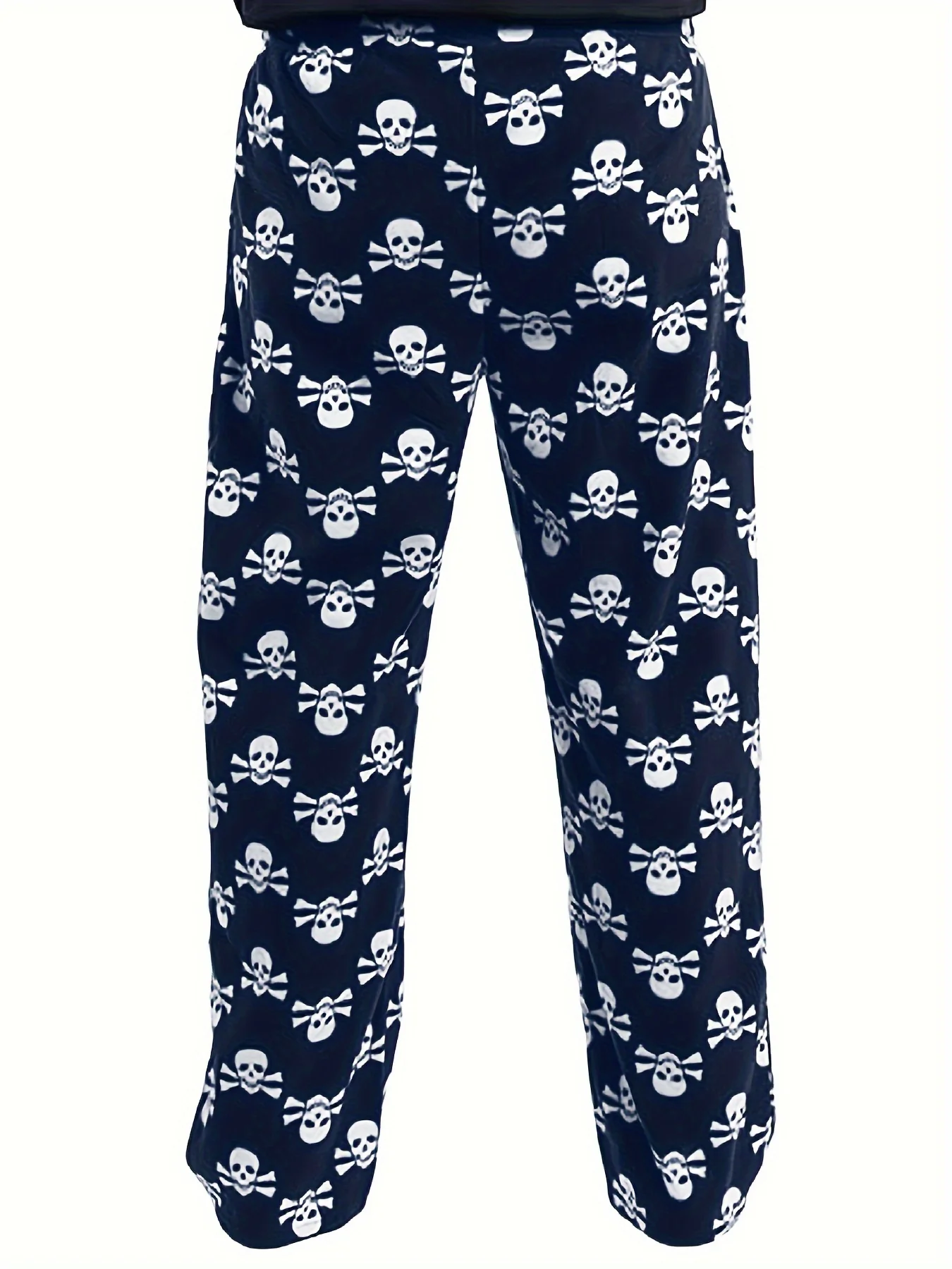 Men's Skull Pattern Casual Comfy Pants, Loose Stretchy Home Pajamas Bottom - Deanwangkt