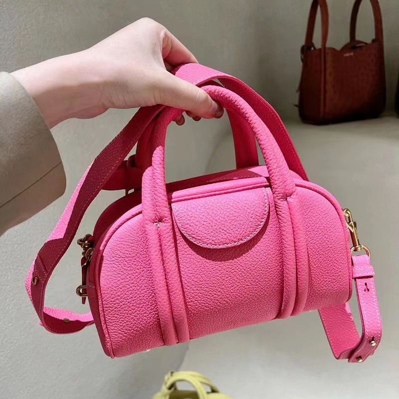 Song Songmont Mountain with Pine Bowling Medium and Small Size Series First Layer Cowhide Portable Crossbody Boston Bag - Deanwangkt