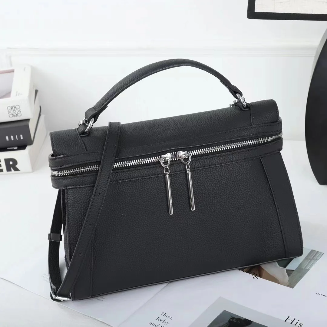 Leather women's bag first layer cowhide locomotive bag Kelly bag casual versatile handbag new togo leather double pull 765 - Deanwangkt