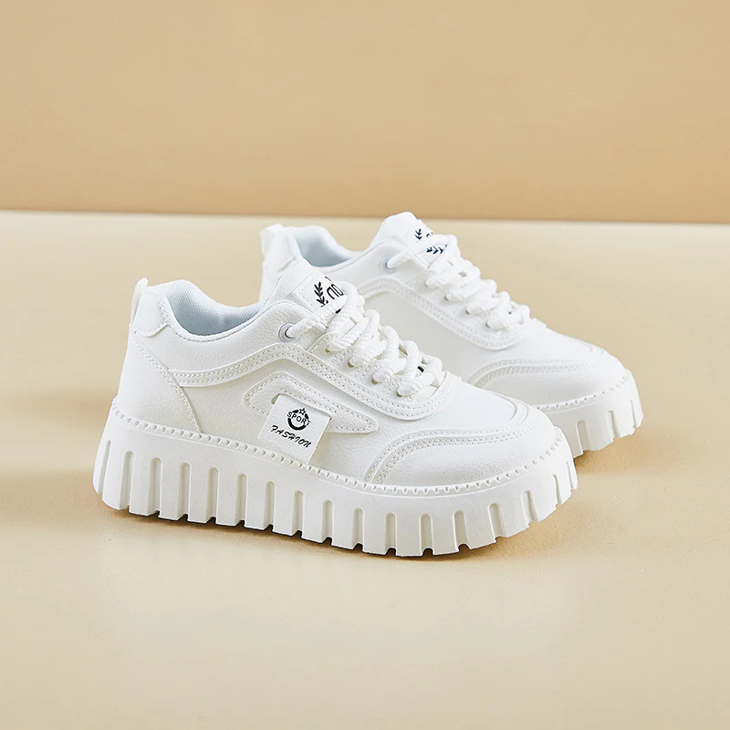 2025 spring little white shoes new Korean version ins female students platform heightening sports board shoes casual street shooting T78-9 - Deanwangkt