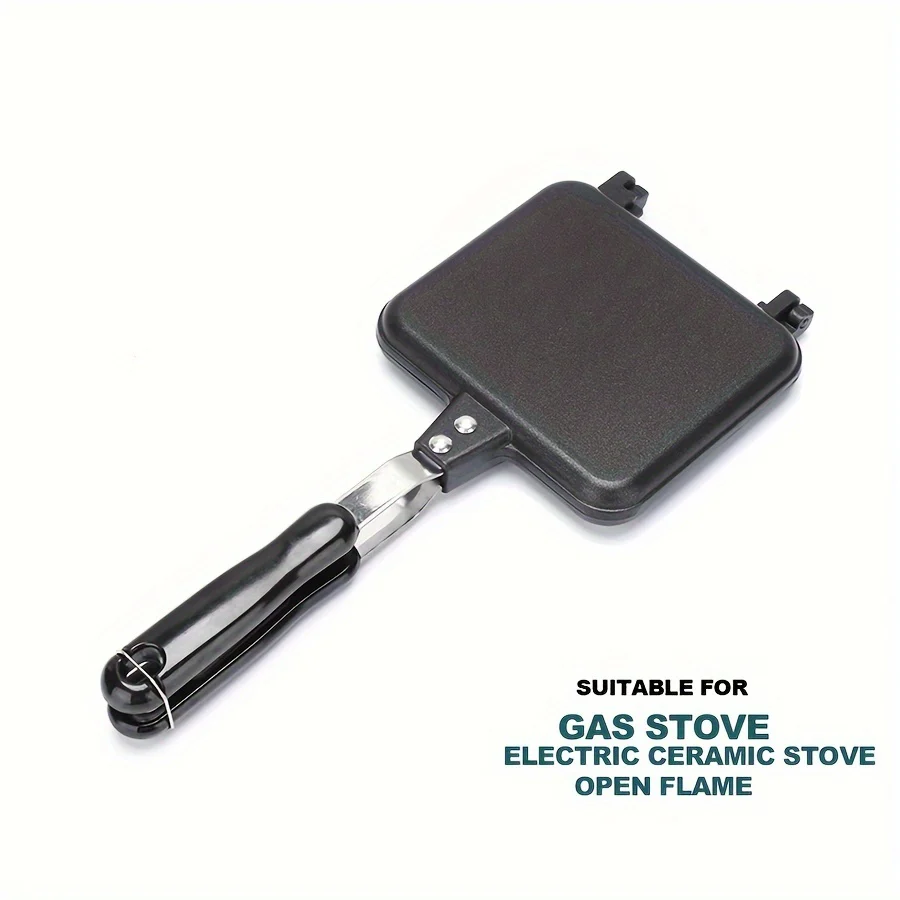 1pc Deluxe Non-Stick Sandwich Maker - Double Sided Grilled Pan for Perfect Breakfast, Omelette, Bread Toast, Outdoor Camping, and Kitchen Cooking - Easy Cleaning, Space Saving, and Durable Kitchen Supplies - Deanwangkt