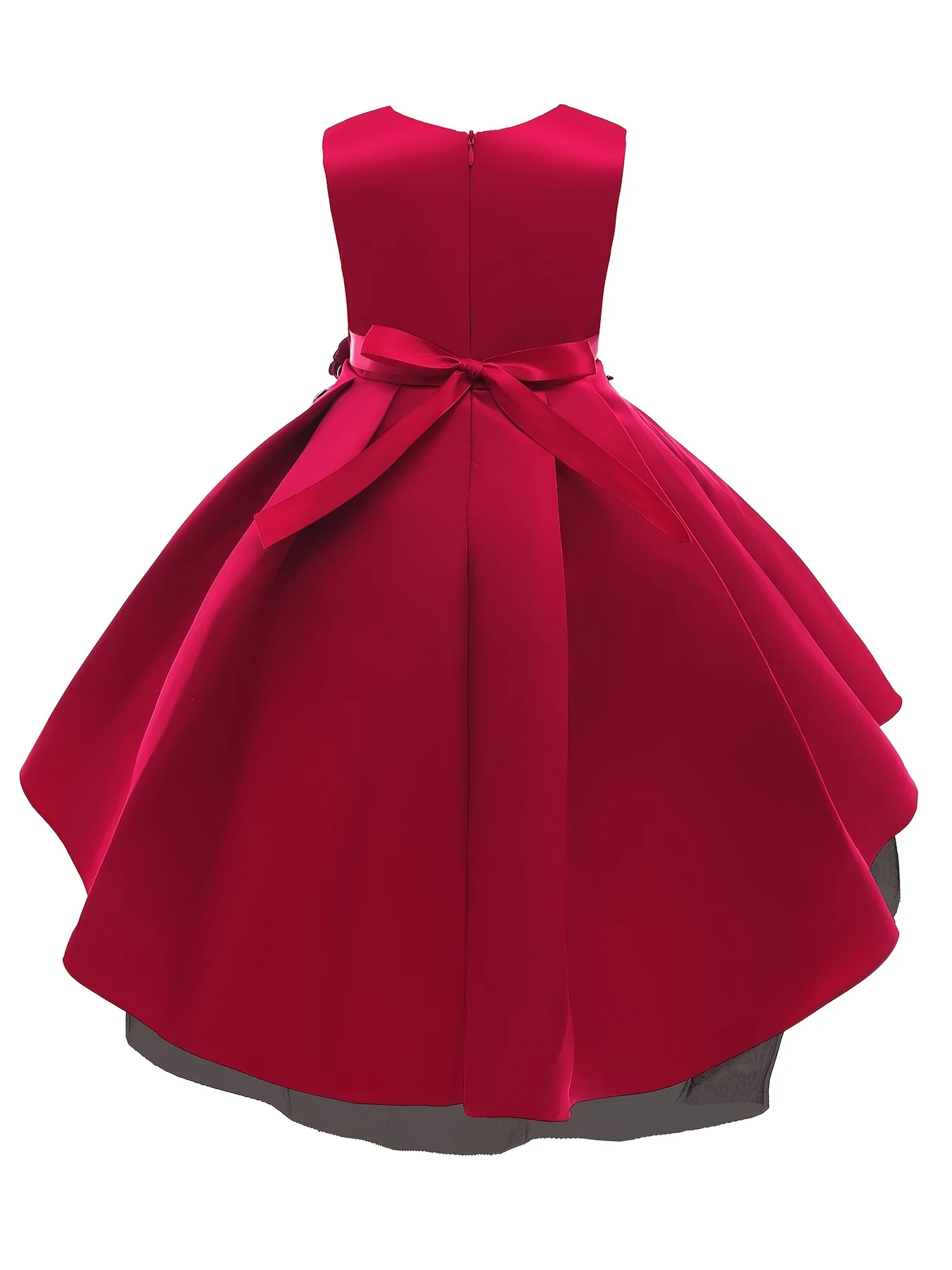 Girls Princess Dress, 3D Floral Design Sleeveless Mesh Hem Formal Dress For Pageant Gown Christmas Birthday Evening Party Wedding Piano Performance Kids Costume - Deanwangkt