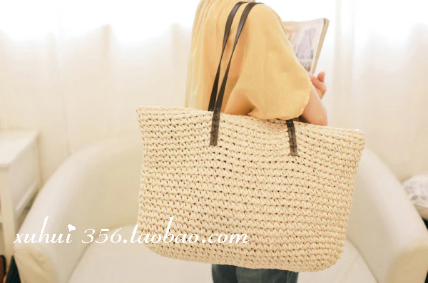 Straw Woven Bag New Beach Weaving Straw Bag Women's Shoulder Bag Japanese and Korean Simple Leisure Vacation Travel Fashion - Deanwangkt